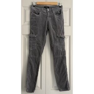 Vintage Y2K Bebe Corduroy Charcoal Gray Studded Cargo Skinny Pants Women's Sz 28